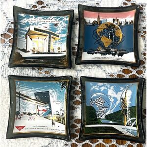 New York 1964-1965 World's Fair Glass Mini Trays,  Vintage
